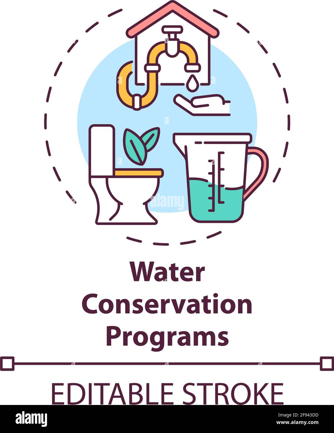 Water conservation programs concept icon Stock Vector