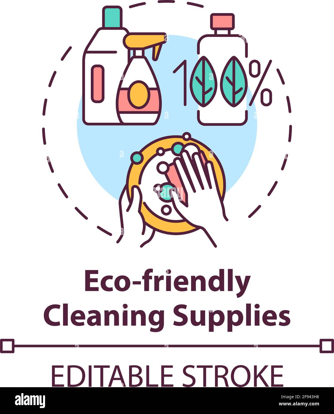 Eco friendly cleaning supplies concept icon Stock Vector