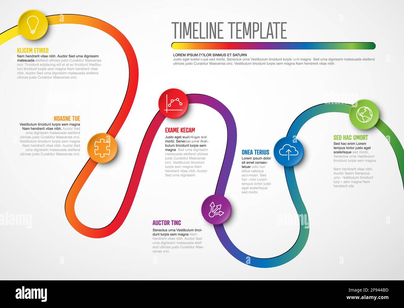 Vector Infographic Company Milestones curved Timeline Template. Light ...
