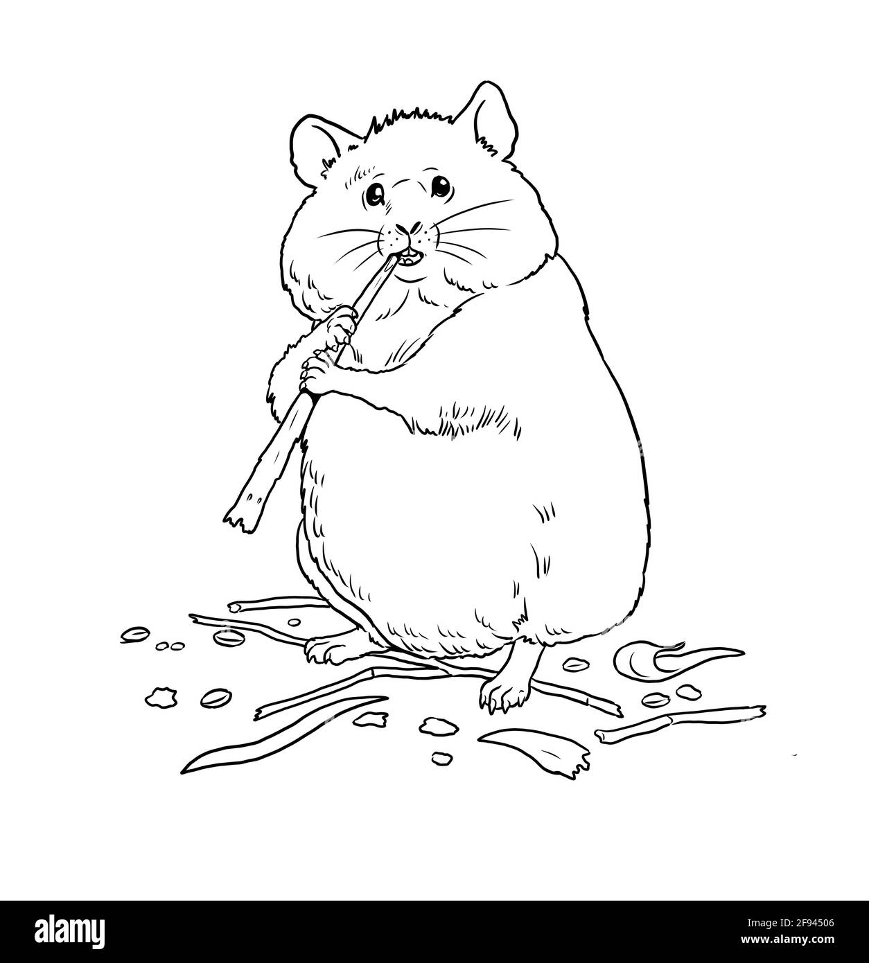 Funny hamster. Funny farm animals. Template for children to paint