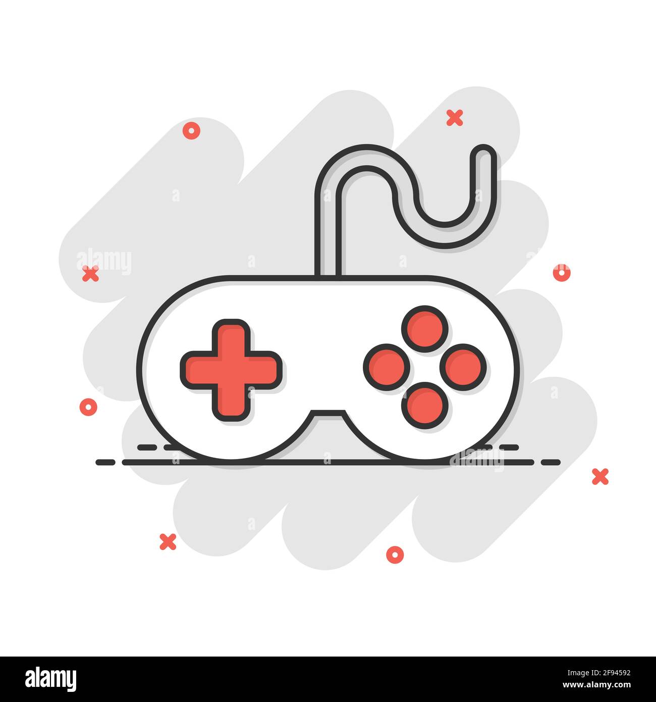 Joystick sign icon in comic style. Gamepad vector cartoon illustration ...