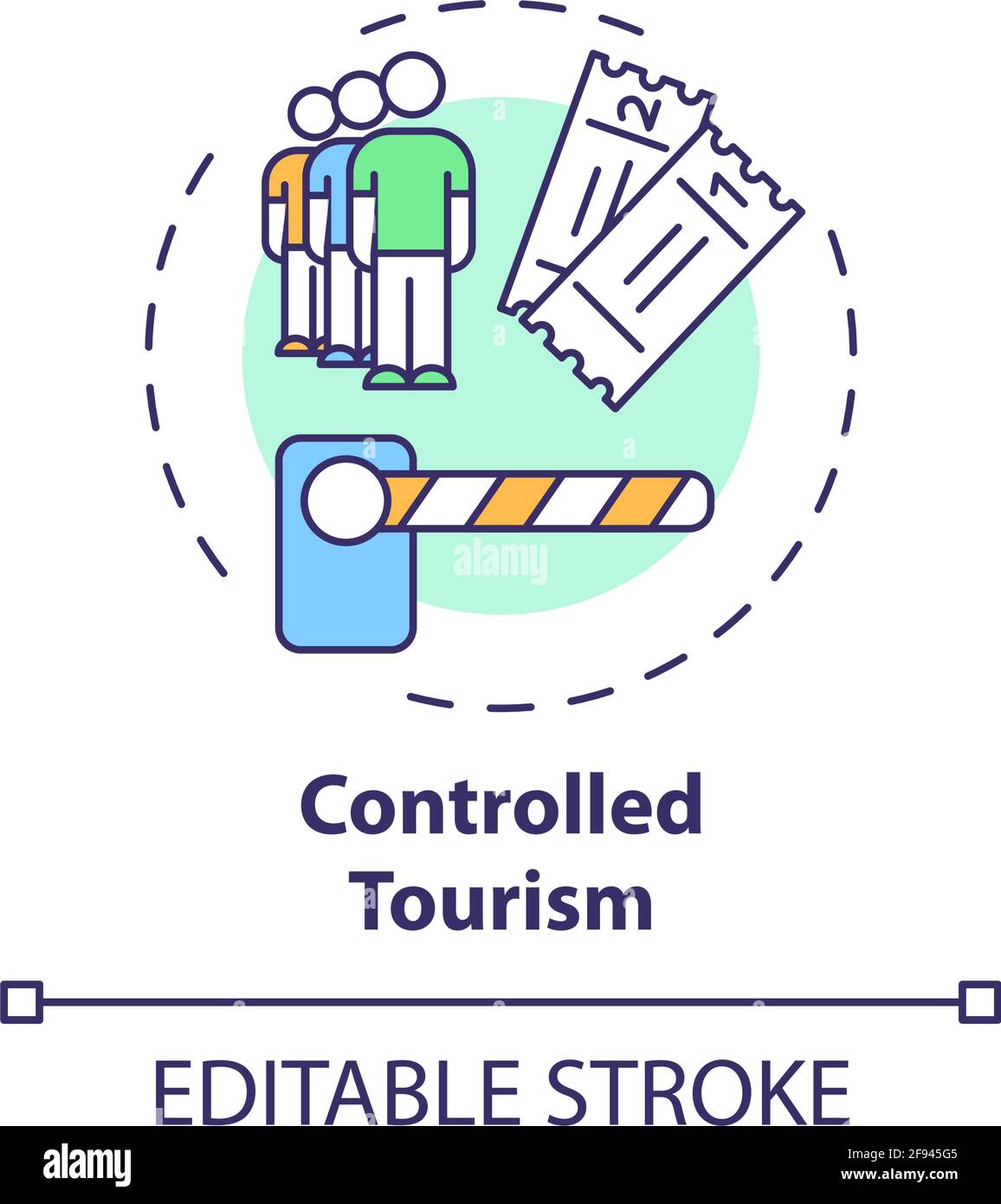 Controlled tourism concept icon Stock Vector