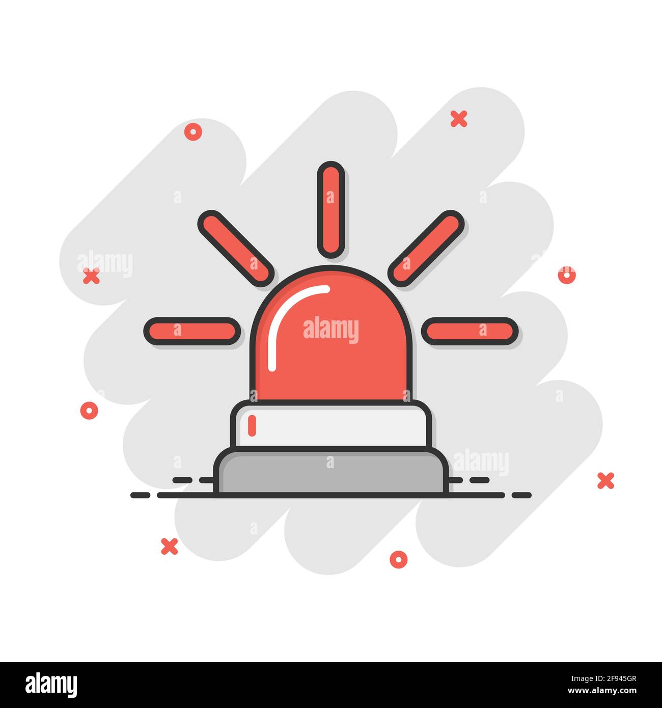 Emergency siren icon in comic style. Police alarm vector cartoon  illustration on white isolated background. Medical alert business concept  splash effe Stock Vector Image & Art - Alamy