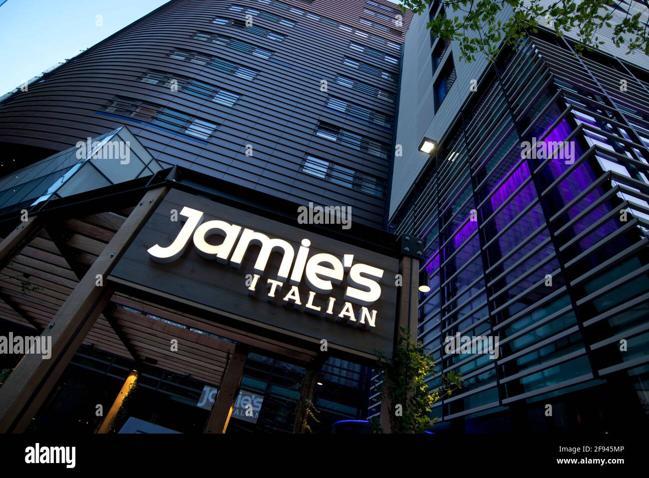 Jamie's Italian Restaurant , More London Place, London near tower bridge , near city hall , at dusk 2014 Stock Photo