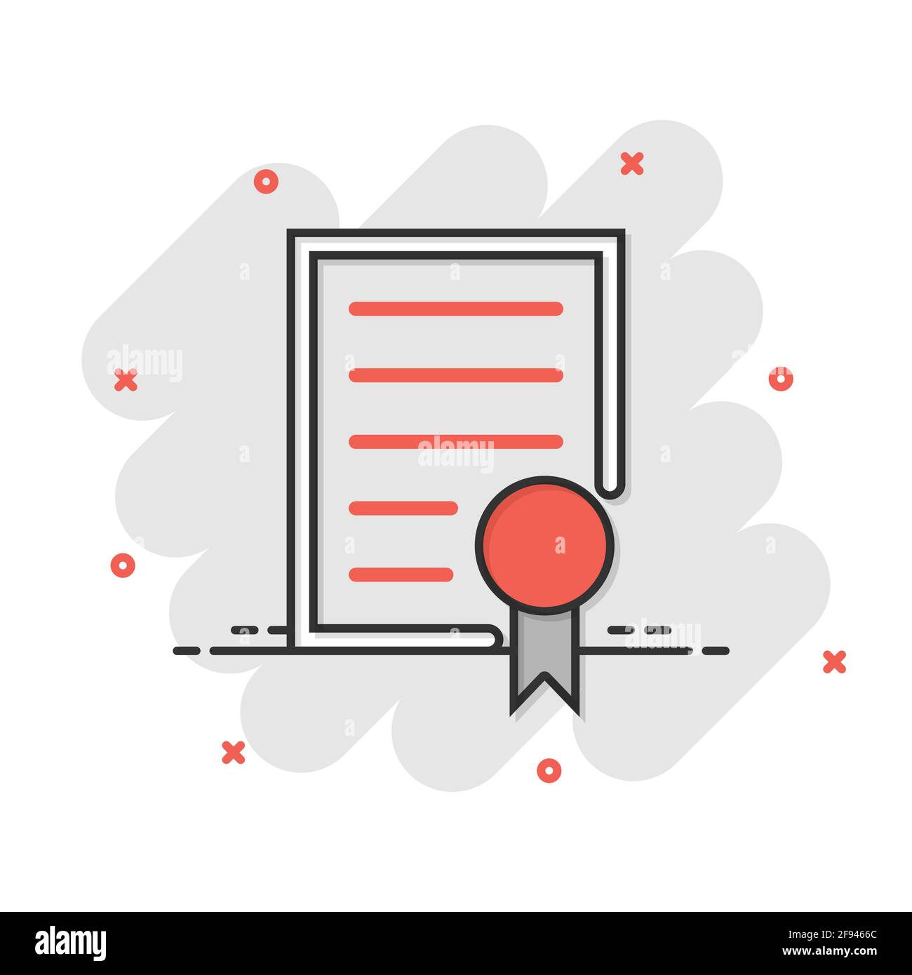 Certificate icon in comic style. License badge vector cartoon ...
