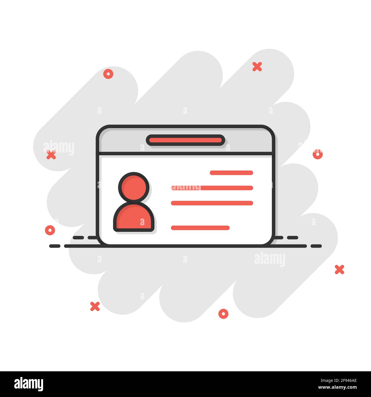 Id card icon in comic style. Identity tag vector cartoon illustration