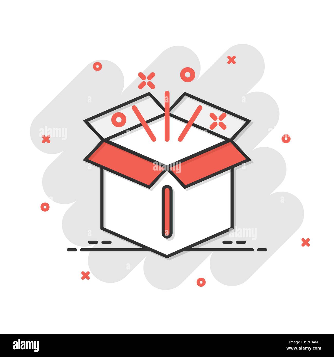 Gift box icon in comic style. Magic case vector cartoon illustration on ...