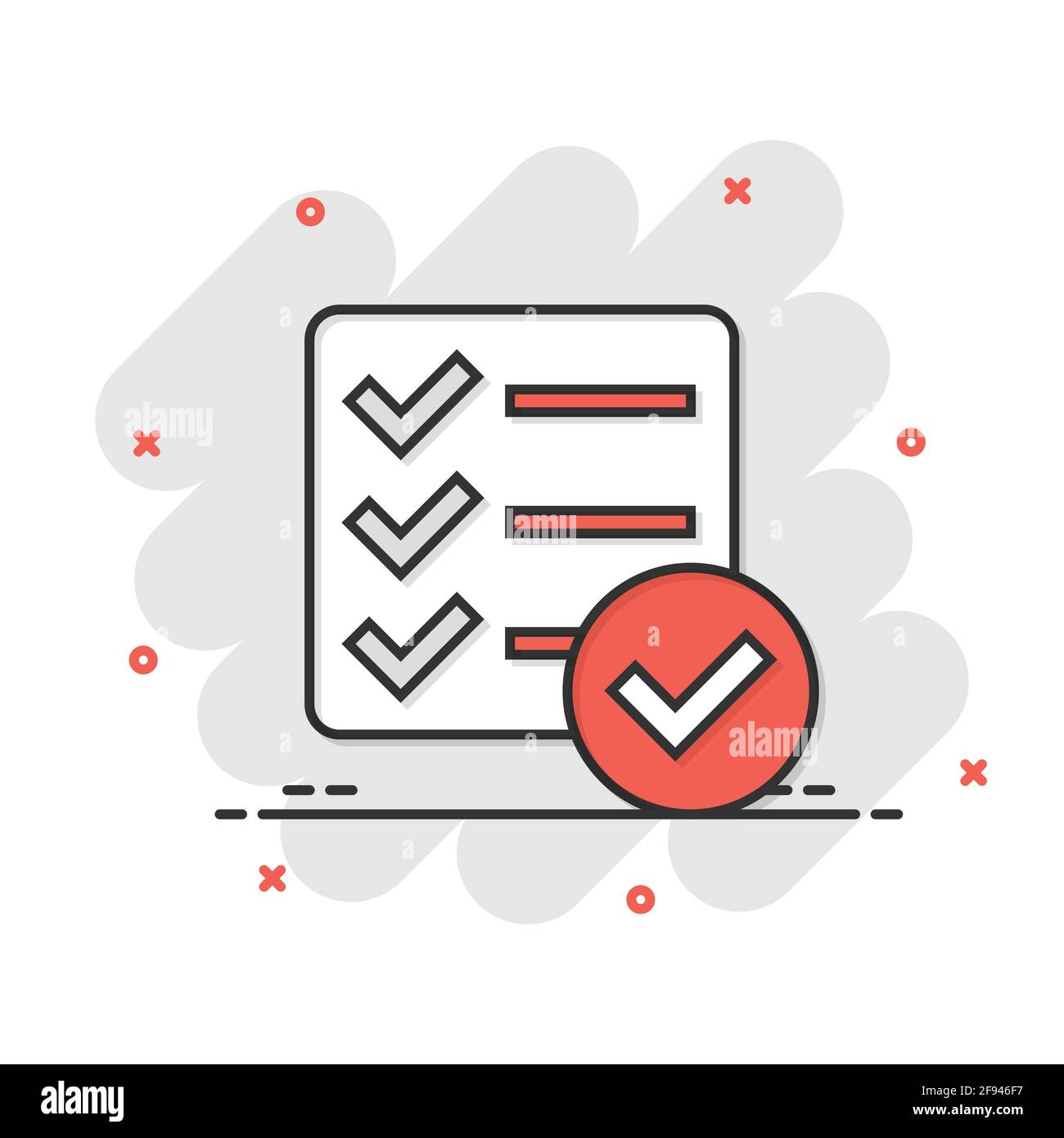 Checklist document sign icon in comic style. Survey vector cartoon ...