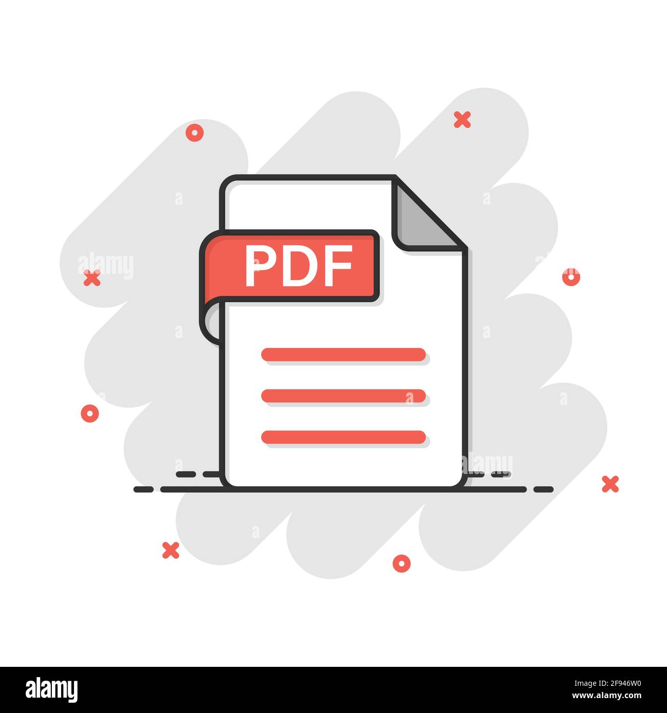 Pdf icon in comic style. Document text vector cartoon illustration on ...