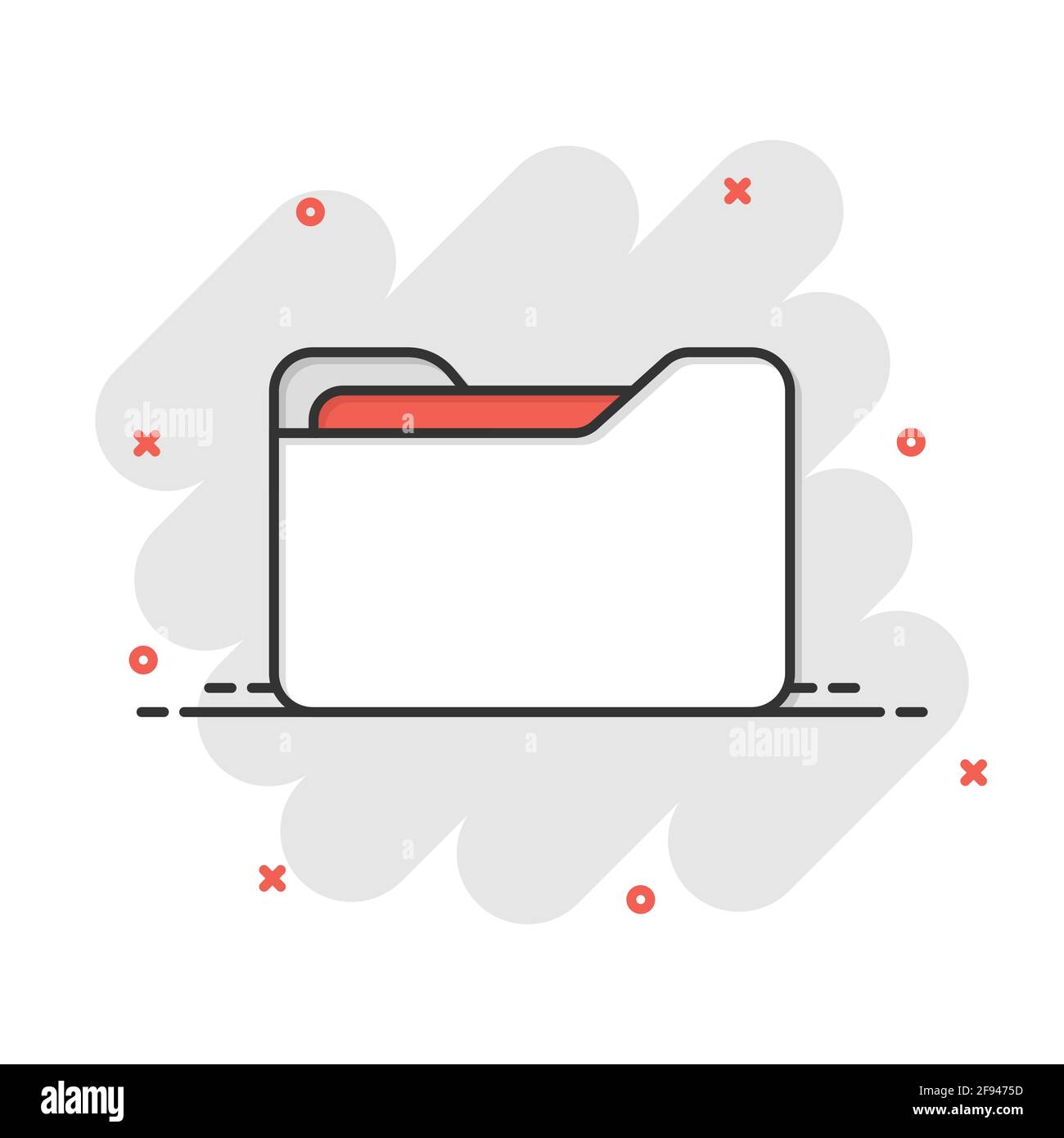 File folder icon in comic style. Documents archive vector cartoon ...