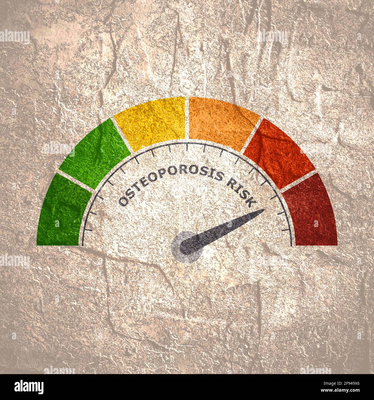 Color scale with arrow from green to red. Vitamin level measuring device icon. Sign tachometer