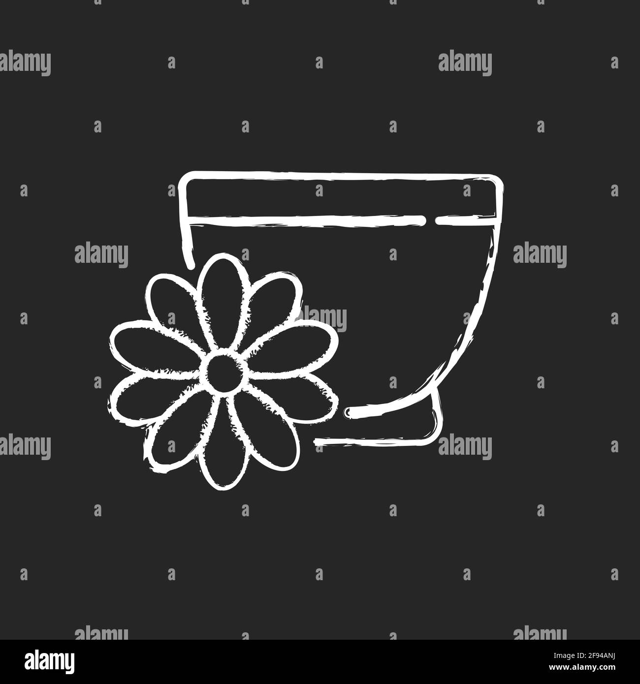 Chrysanthemum tea chalk white icon on black background Stock Vector