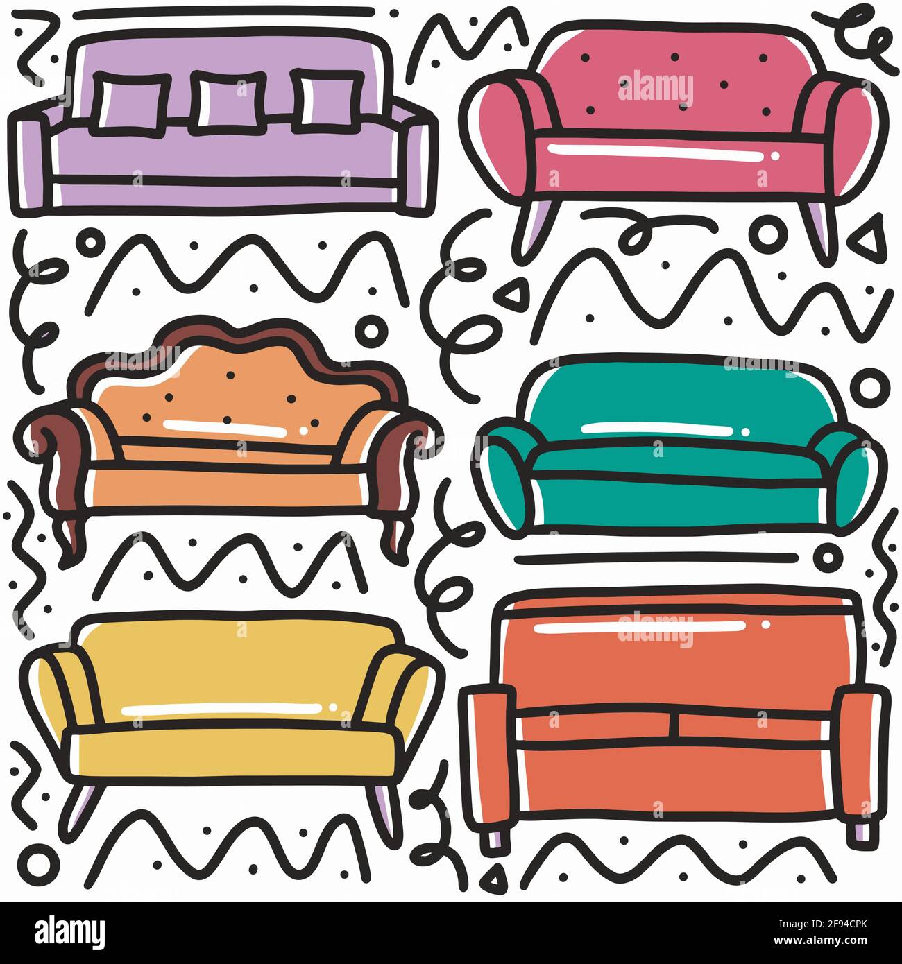 hand drawn family sofa doodle set Stock Vector Image & Art - Alamy