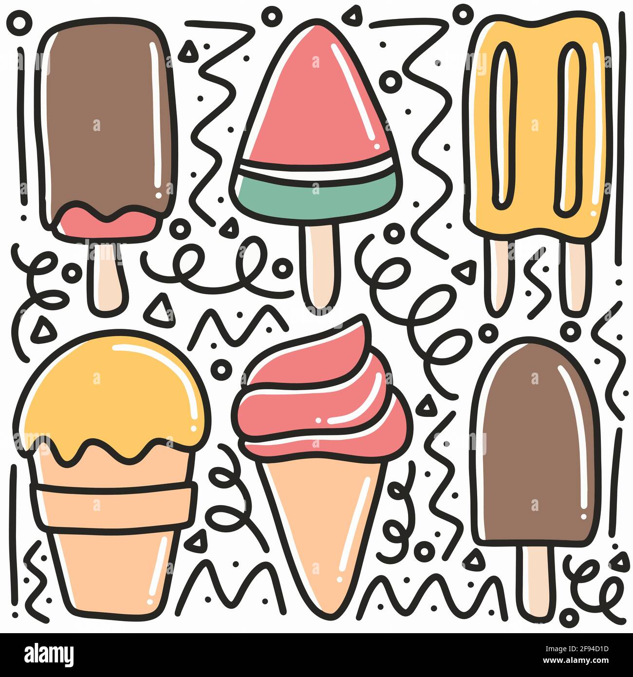 hand drawn ice cream doodle set Stock Vector Image & Art Alamy