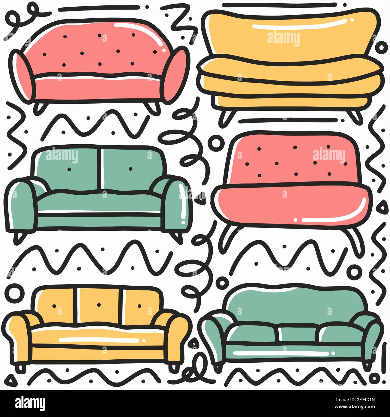 hand drawn family sofa doodle set Stock Vector Image & Art - Alamy