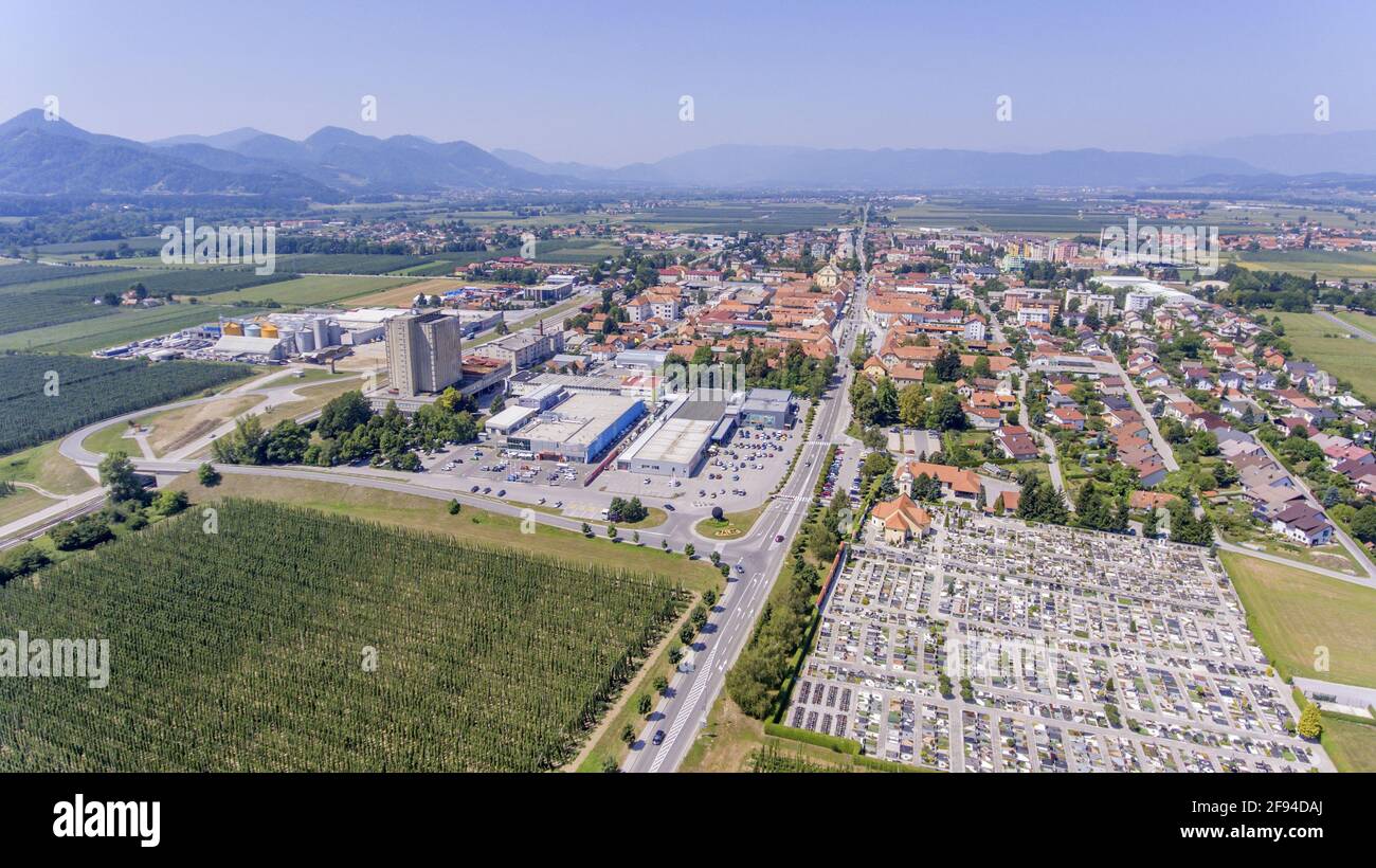 Aerial view of a small town and clouds hi-res stock photography and ...