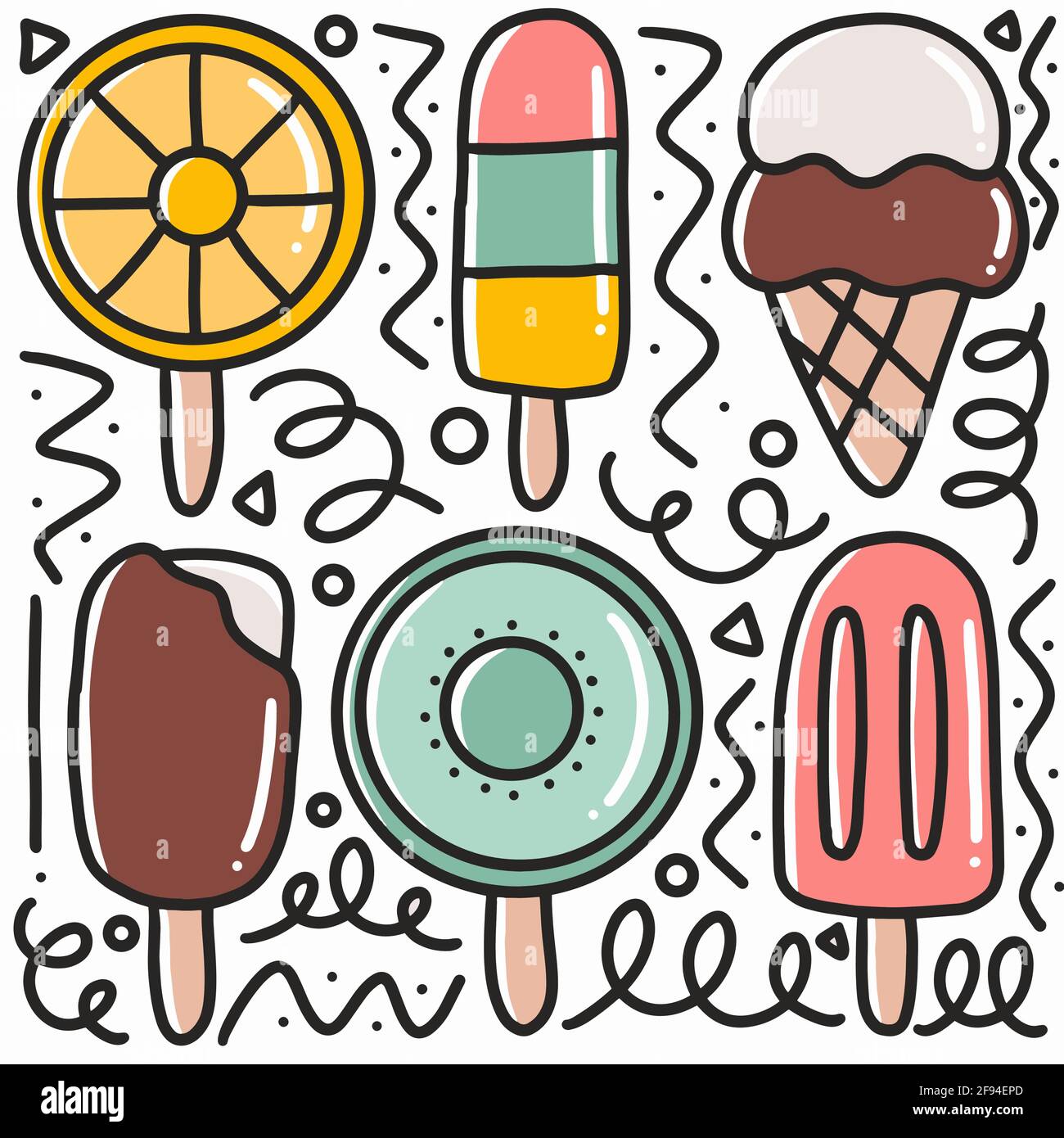 hand drawn ice cream doodle set Stock Vector Image & Art Alamy