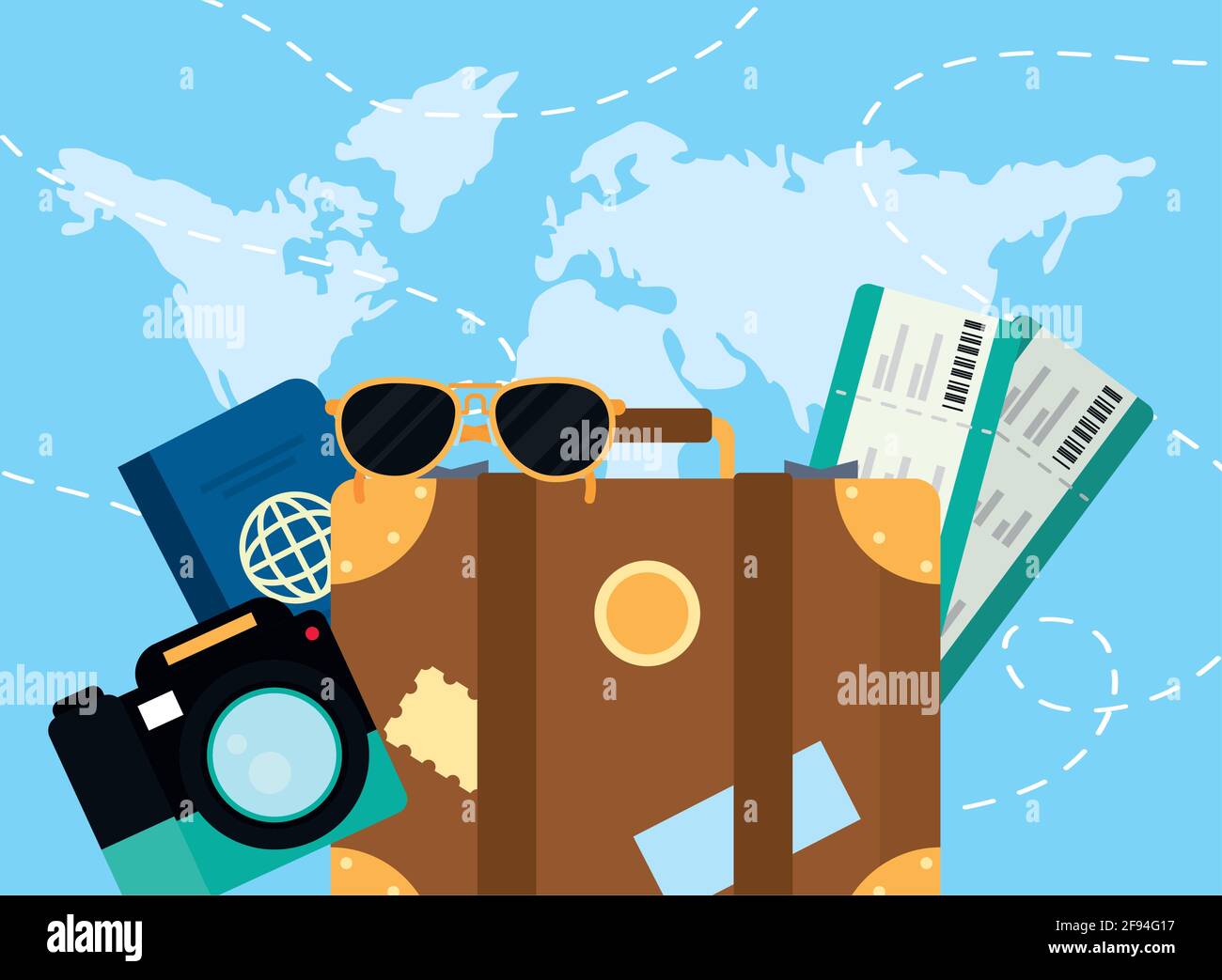 travel bag with trip icon collection Stock Vector Image & Art - Alamy