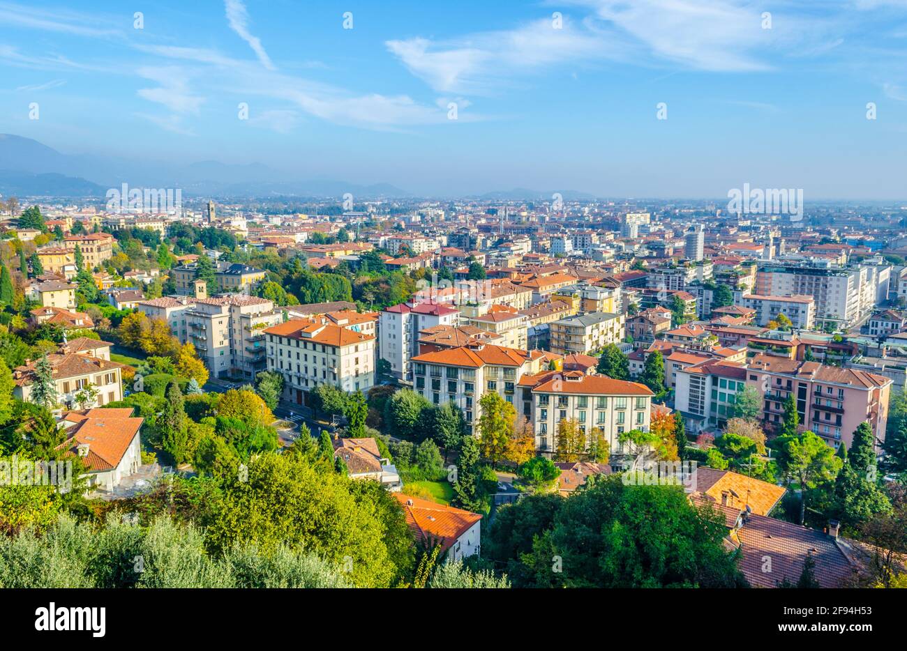 Aerial view of Bergamo, Italy Stock Photo