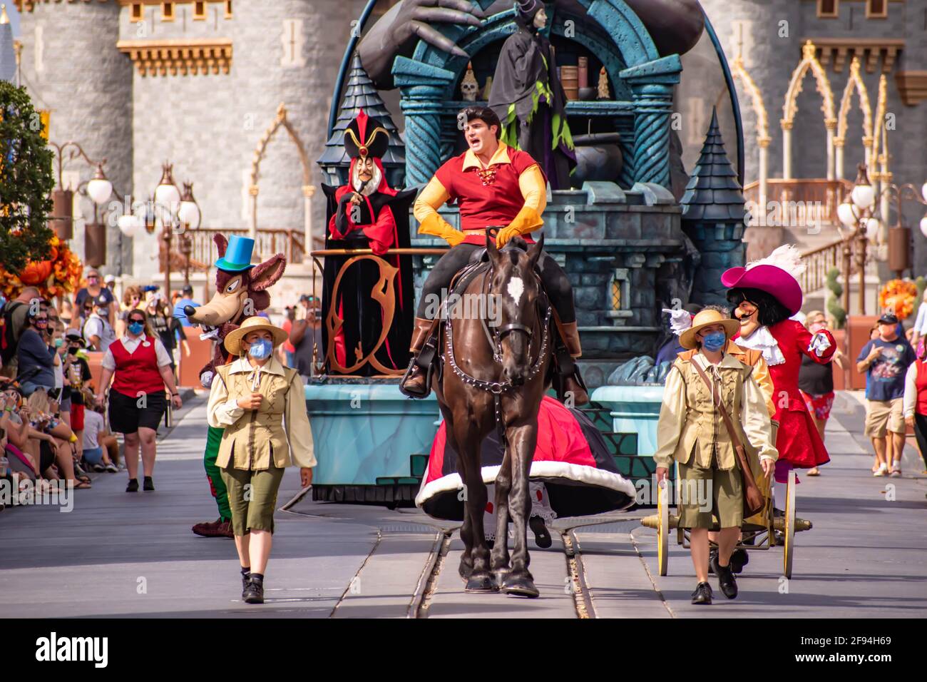 Orlando , Florida. September 21, 2020. Gaston riding in Disney Villains