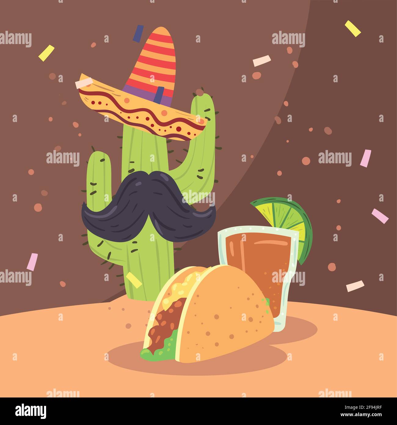 Mexican cactus taco and tequila Stock Vector Image & Art - Alamy