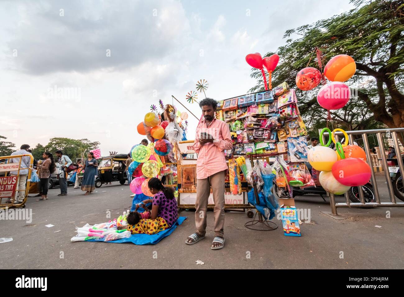 Mysuru, Karnataka, India January 2019 A street vendor selling