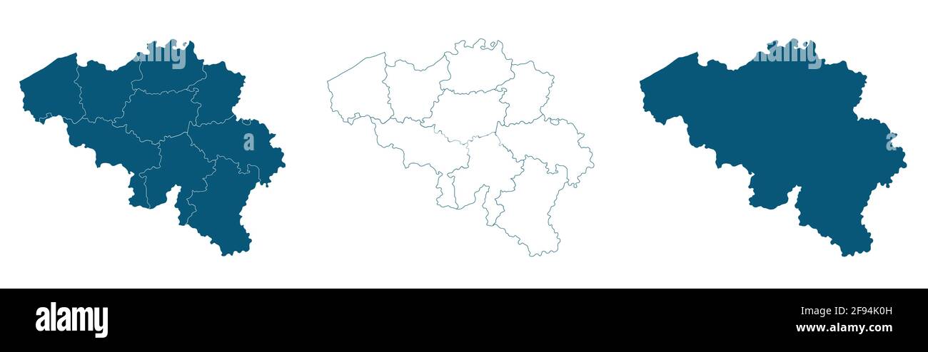 Belgium map in blue on a white background Stock Vector