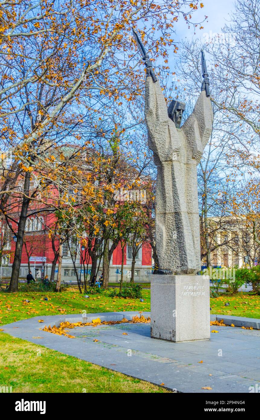 Statue of saint kliment ohridski in Sofia, Bulgaria Stock Photo - Alamy