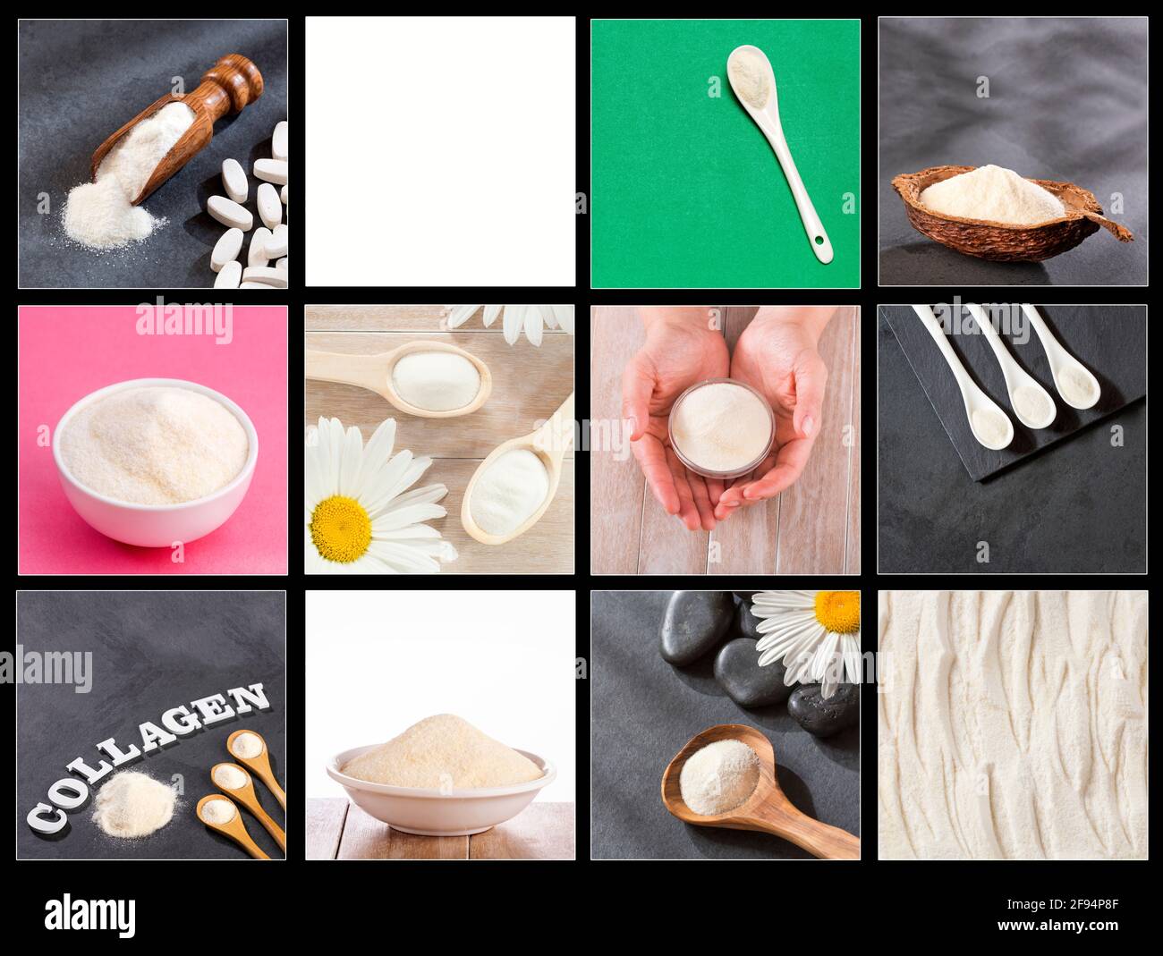 Creative collage of hydrolyzed collagen images, in all presentations ...
