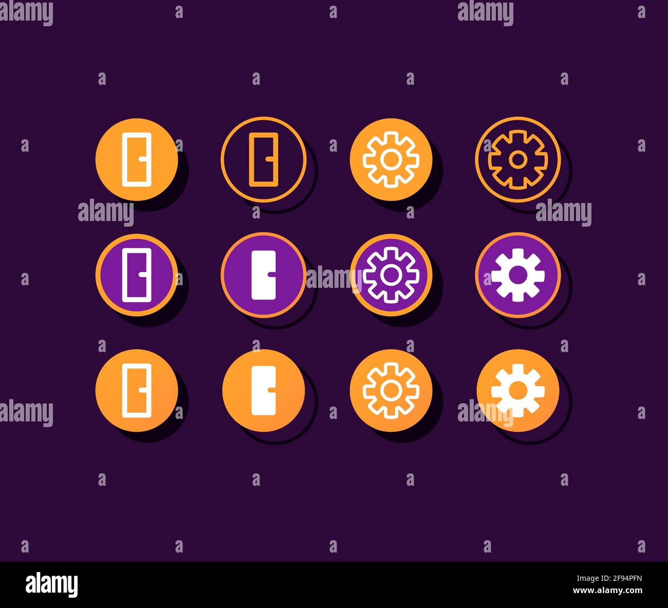 Fitness tracker app settings buttons UI elements kit Stock Vector Image