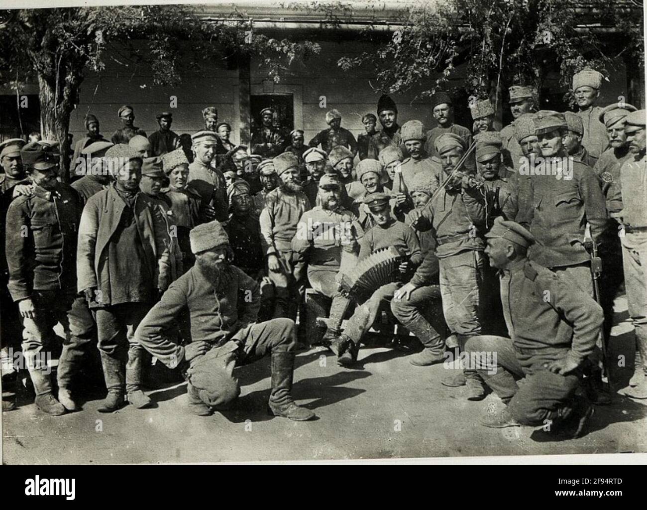 Prisoners of war in the collecting box Munkacs. . Stock Photo