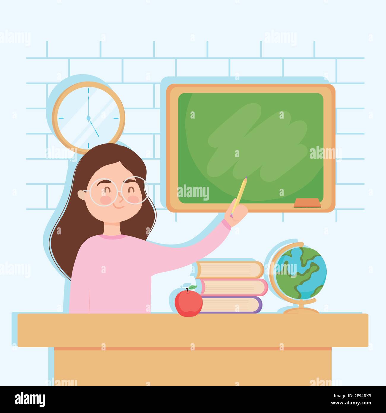 woman teaching at school desk Stock Vector Image & Art - Alamy