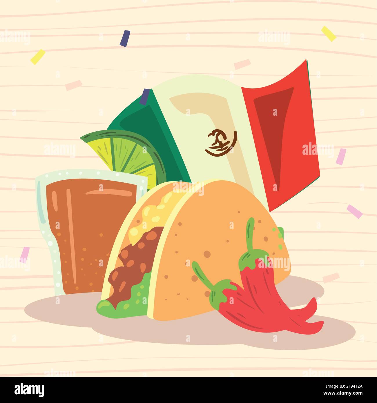 Mexican taco tequila and flag Stock Vector Image & Art - Alamy