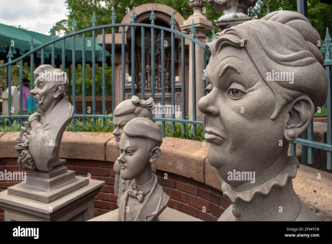 Orlando, Florida. September 02, 2020. Statues in Haunted Mansion at