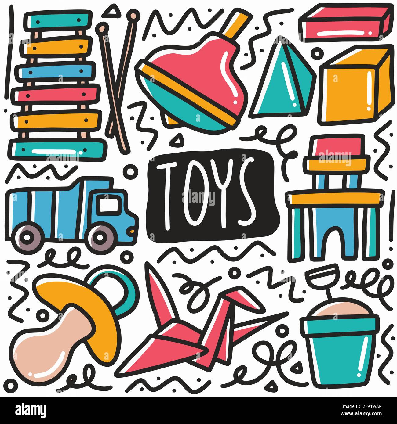 hand drawn kids toys doodle set Stock Vector Image & Art Alamy