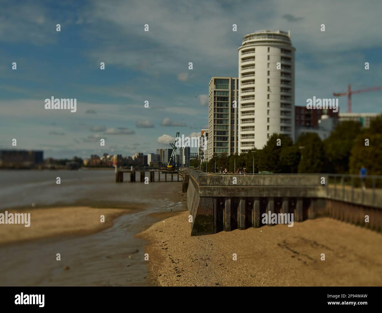 London Aug 2019 - Aspirational riverside residential properties near the Royal Victoria Dock, part of a gentrification and redevelopment project. Stock Photo