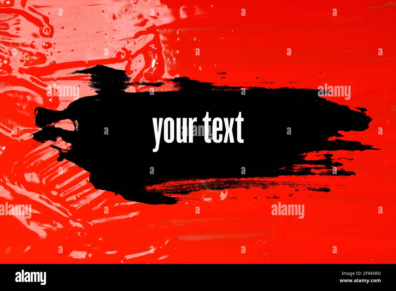 black banner on colored paint. advertisement. uneven stroke on a colorful surface. High quality photo Stock Photo