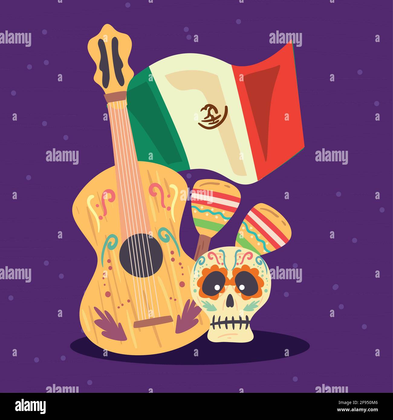 Mexican guitar skull and maracas Stock Vector Image & Art - Alamy