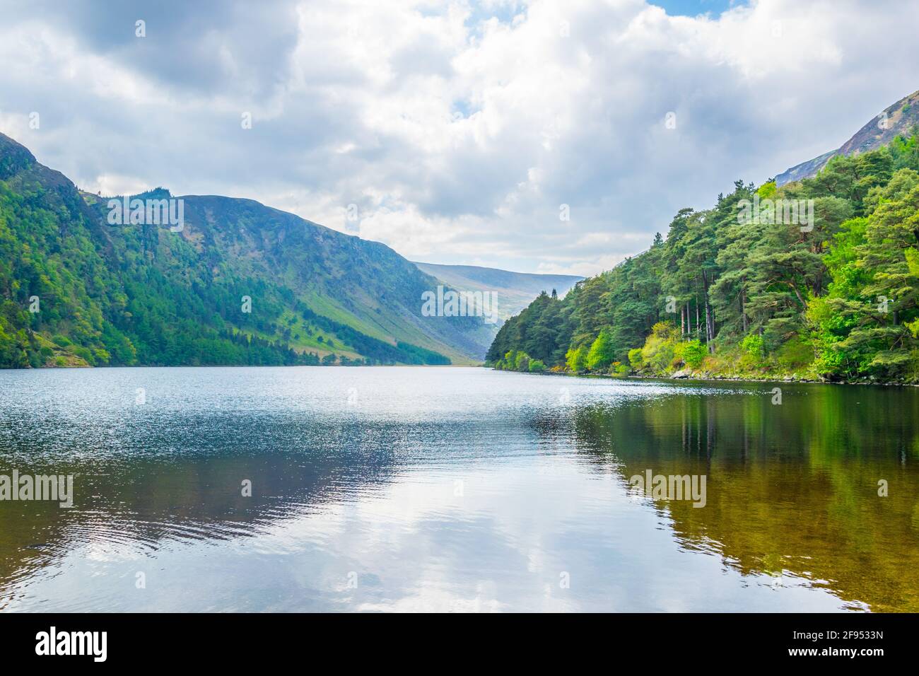 Aerial view of the upper lake in Glendalough, Ireland Stock Photo - Alamy