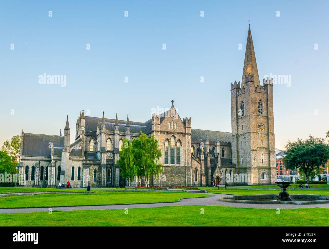 Night view of the St. Patrick's Cathedral in Dublin, Ireland Stock ...