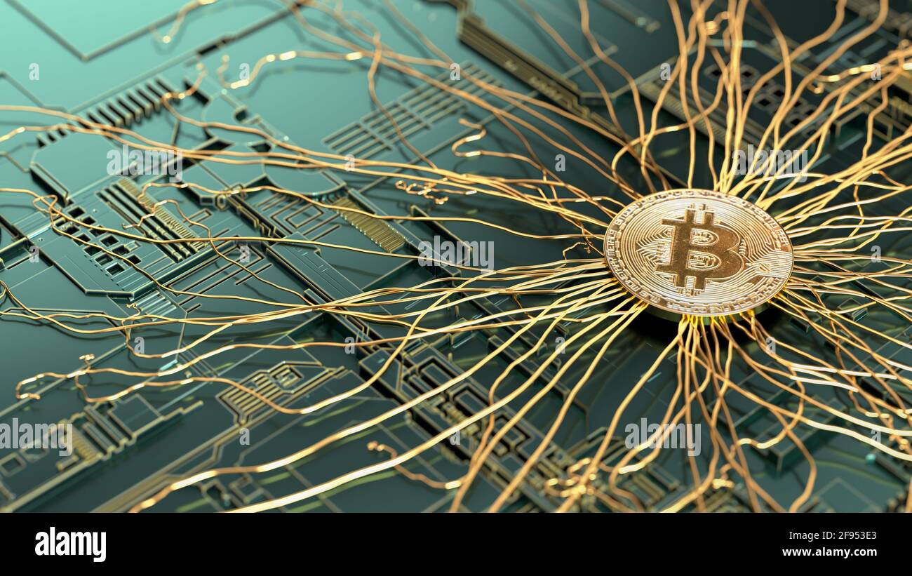 Bitcoin circuit board illustration hi-res stock photography and images ...