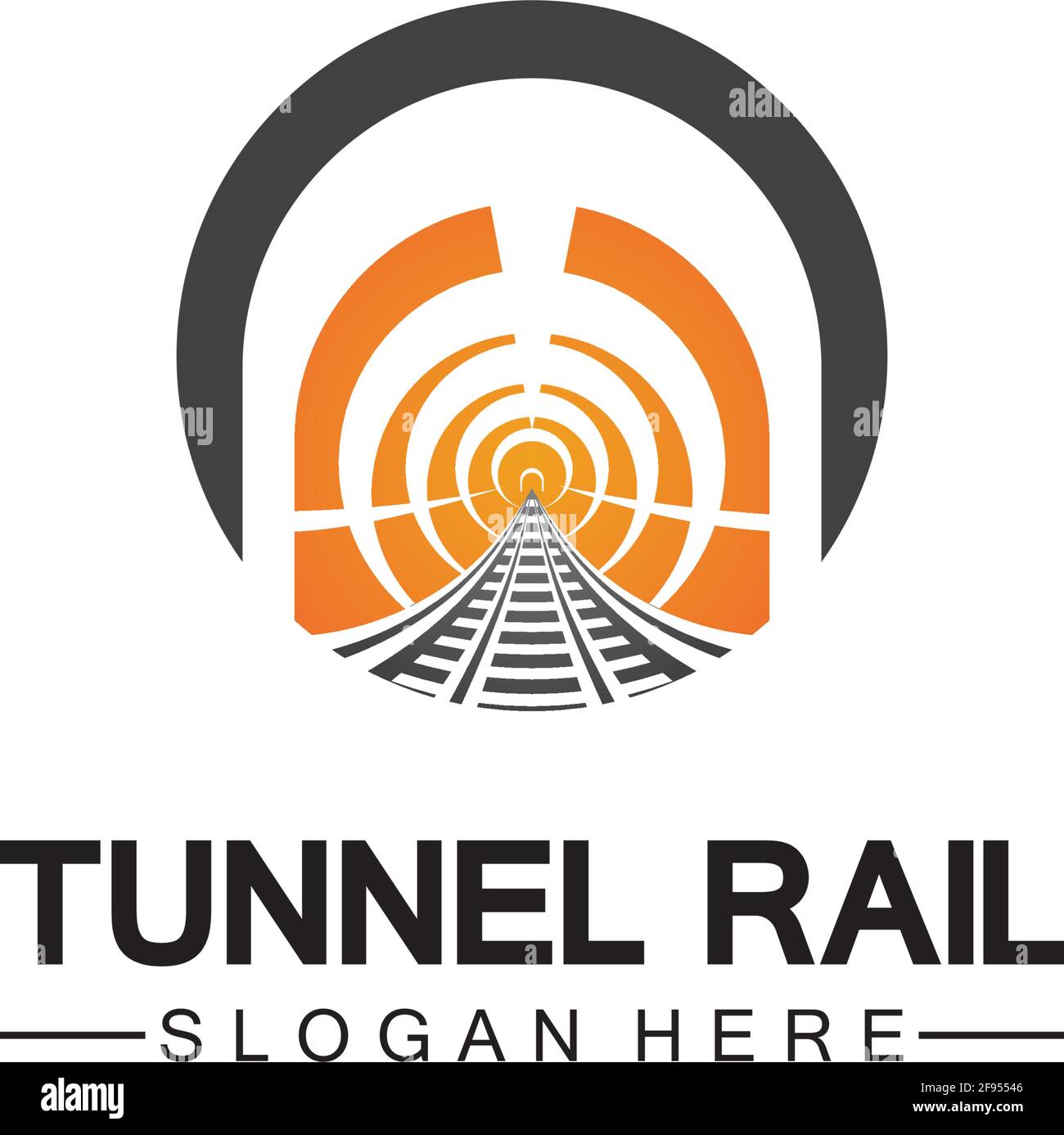 Rail with tunnel logo icon vector design template Stock Vector
