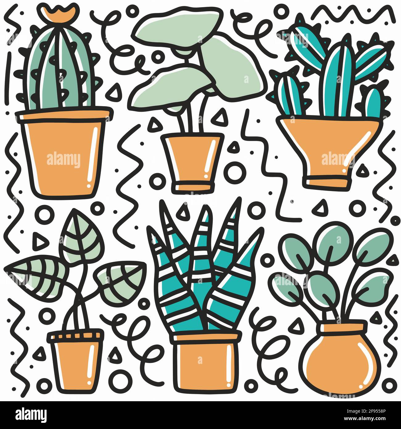 hand drawn plant doodle set Stock Vector Image & Art Alamy