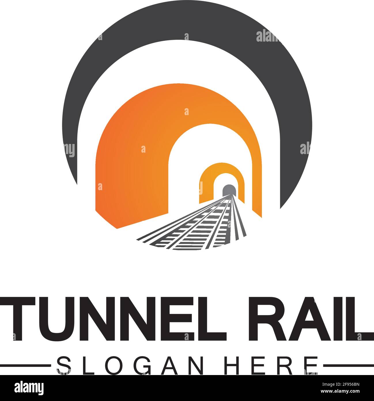 Rail with tunnel logo icon vector design template Stock Vector