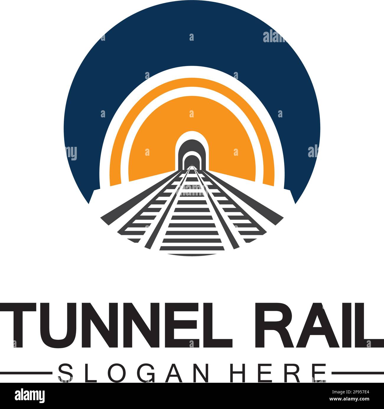 Rail with tunnel logo icon vector design template Stock Vector