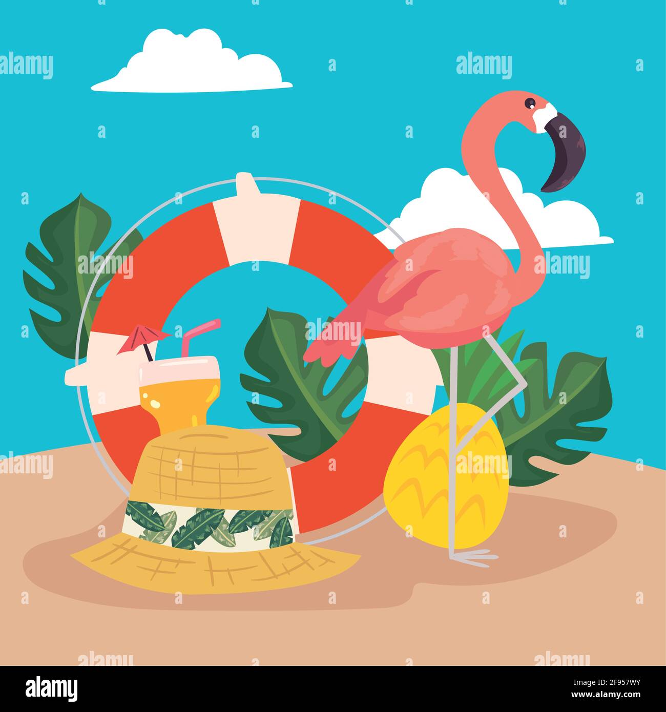 flamingo float hat and pineapple Stock Vector Image & Art - Alamy