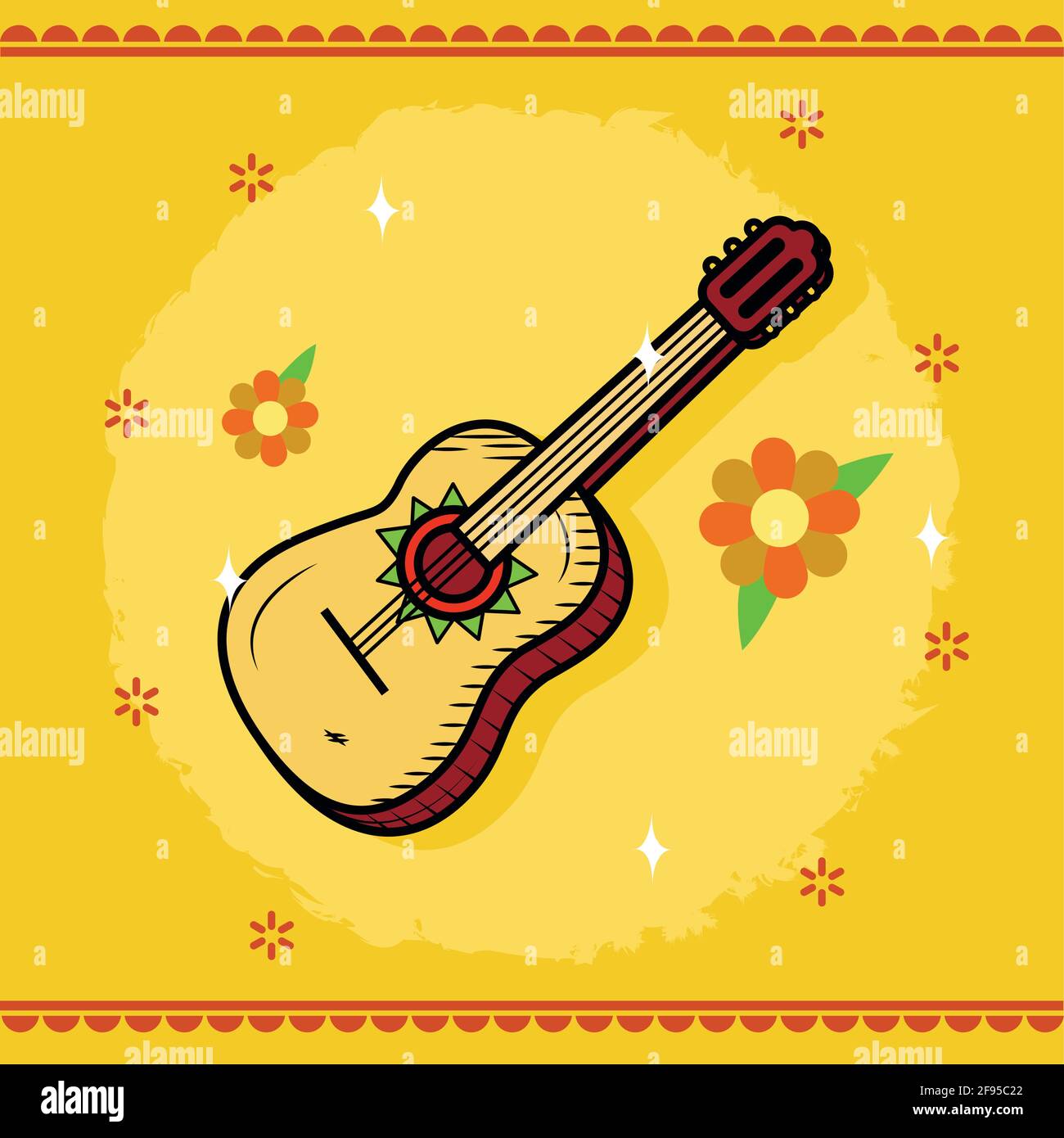 Mexican guitar on yellow background Stock Vector Image & Art - Alamy