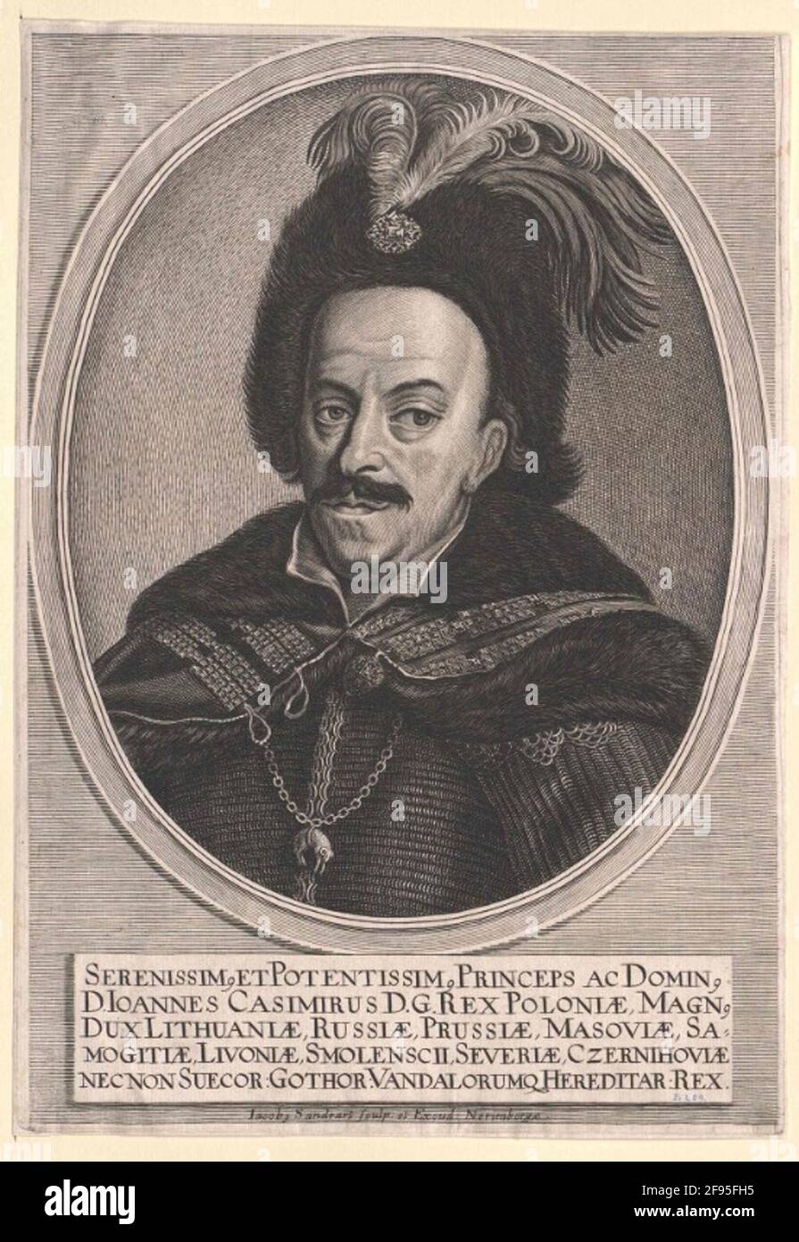 Johann II Kasimir, King of Poland Stecher Sandrart, Jacob of (1630