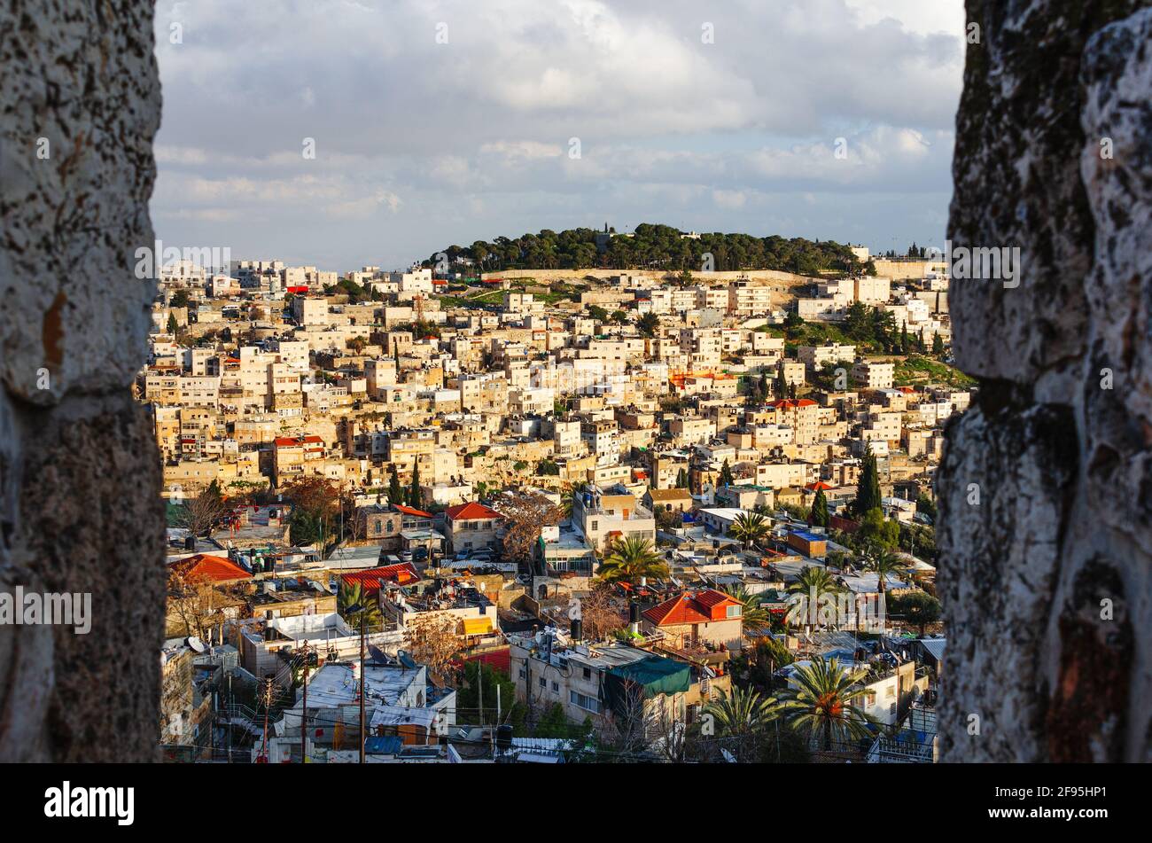 Neighborhood on the hillside of Mount of Olives in Jerusalem, Israel. Stock Photo