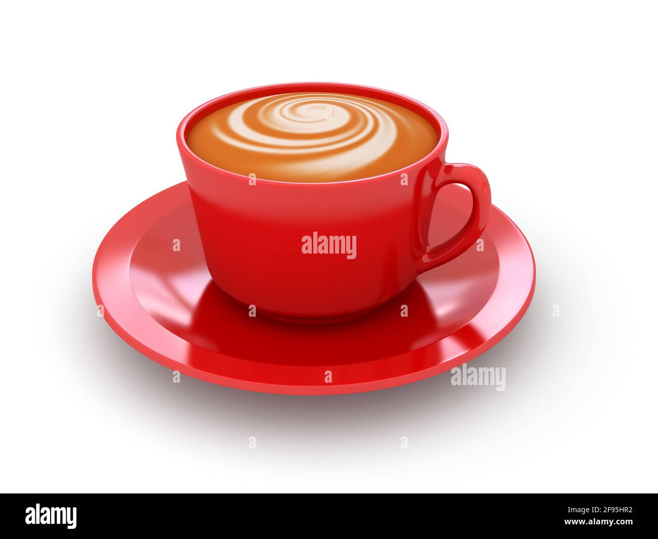 Red cup of coffee on a white background. 3d rendered image Stock Photo